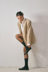 No Collar Tailored Jacket_Beige