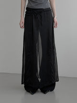 シアシースルーレイヤードロングスカート