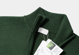 All Day Vertical Ribble Two-Way Half Neck Modal Knit Zip-Up