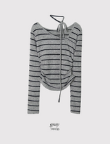 #Border Tie Point Slim Long Sleeve T-shirt (2color)