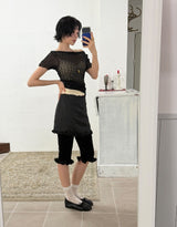 SATIN FRILL MINI SKIRT