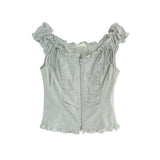 Frill shirring zipper corset top 231139667