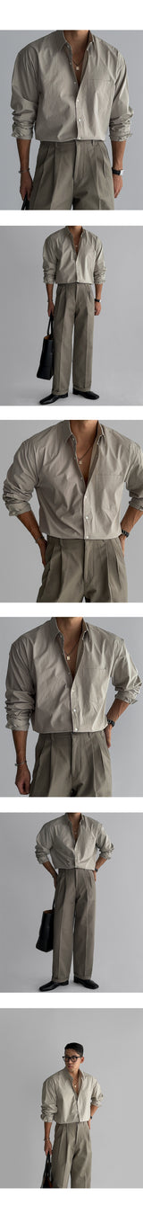 ベーシックコットンシャツ [beige gray]