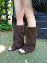 open toe half boots