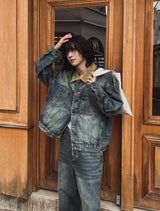 French Golden Work Denim Jacket