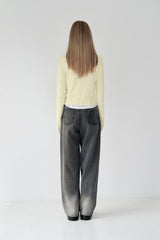 KIRSH PLAIN SAND WASHING WIDE FIT DENIM PANTS [GRAY]