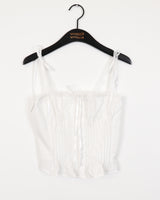 Aze lace ribbon button sleeveless blouse