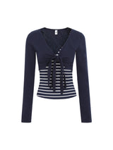 Bolero Layered Stripe Long Sleeve Top