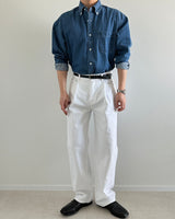 one tuck cotton pants