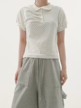 Rick dot collar short-sleeve T-shirt -3C