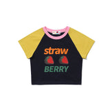 ストロベリーラグランクロップtシャツ