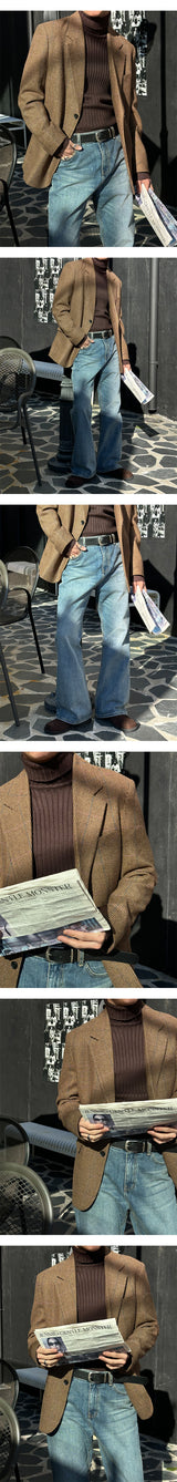[F/W] Teddy check 2button wool jacket