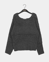 [MADE] Tens Crochet Mesh Oversized-Fit Boat Neck Knitwear