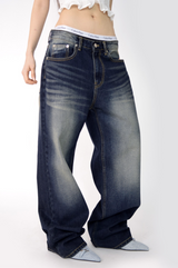 (UNISEX)フォールブルーデニムパンツ