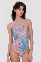 [Bohemian Patchwork_sky blue] Vバック ワンピース スイムウェア