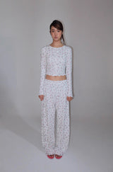 eatmeplz* Original Print Homemade Knit Cardigan Long Pants Early Autumn Home Set