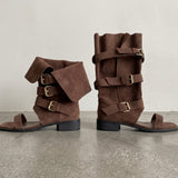 Log Open-toe Two-way Belt Summer Flap Boots