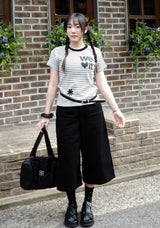 WE LOVE IT ストライプTシャツ_ブラック