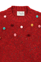 Pom Pom Mix Knit [Red]
