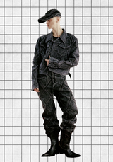 DIAMOND PATCH WASHING BLACK DENIM PANTS