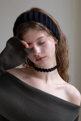 Black silky crochet knit choker