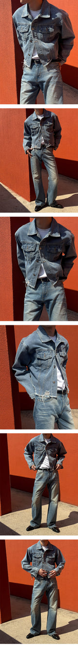 [S/S] Crop damage denim jacket(2color)