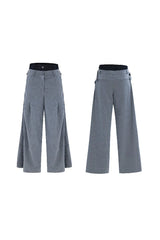 Striped Denim Panel Suit Trousers