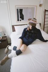 Twisted collar knit pants two-piece set