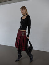 SUEDE STUDDED SHOULDER BAG / BLACK