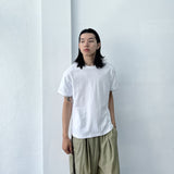 ピュア ホワイト ドロップショルダー Tシャツ