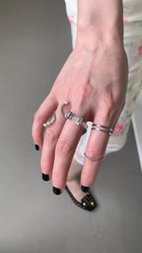Pearl N beads Thin ring SET