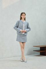 CHERISH TWEED SKIRT PANTS / SKY BLUE