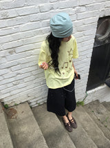 [unisex] チビ ダブルニー ワイド コットン バンディング パンツ