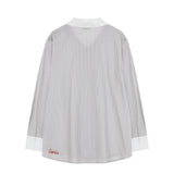 ビッグカラーストライプブラウス　ブルー