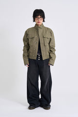 Button-fly wide denim pants
