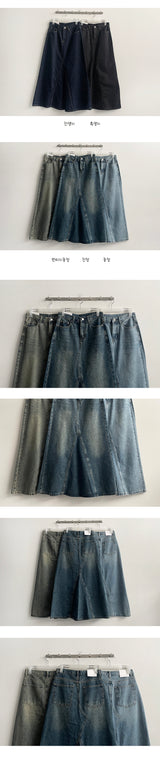 [S~XL] Purry rewashed cut denim long skirt