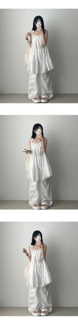 Litt Lace Side Line Nylon Wide Banding Pants