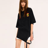 アシンメトリックベルトTシャツ - ブラック