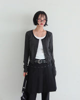 Stripe Layered Shirring Cardigan