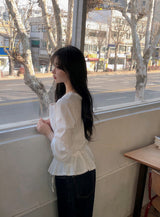 #Pistachio Square Lace String Cotton100 Blouse