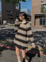 ブレッドモヘアストライプニット