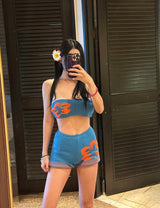 Flower knit bikini swimwear