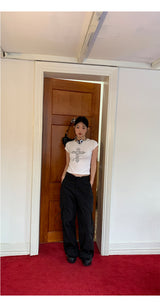 Lace nylon pocket strap cargo pants