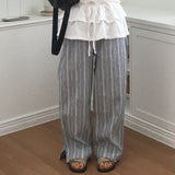 Summo Striped Elastic Waist Long Pants Comfortable Pants 2 Colors