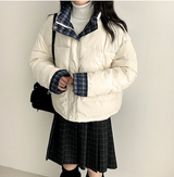 Bomi A-line pleated check midi skirt 
