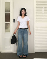 [MADE/S,M] ベーシックレーヨンVネック半袖Tシャツ