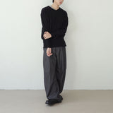 stripe curved wide slacks