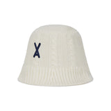 VA Applique Cable Knit Bucket Hat / Ivory