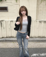 Crop slim hood jumper
