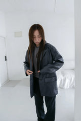 regular leather jacket(2colors)